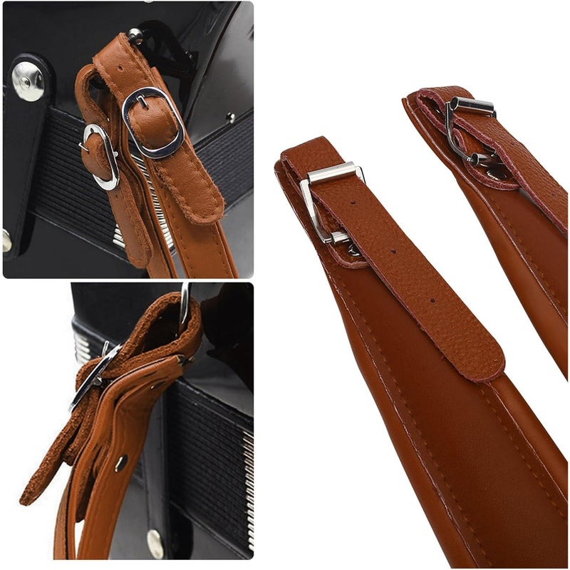Cocoarm Accordion Harness Straps, Adjustable Accordion Shoulder Belts for 16-120 Bass Accordion, Soft PU Leather Accordion (Brown) - Image 5